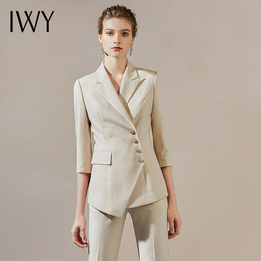 IWY/米白西装套装女气质职业装高级工服装洋气白领时尚ol正装C10408-W+P10407-W 商品图0