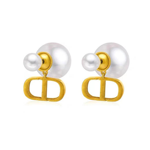 JU-D9876复古耳钉耳坠2021年新款潮法式网红女气质耳环双面大小珍珠耳饰女 商品图3