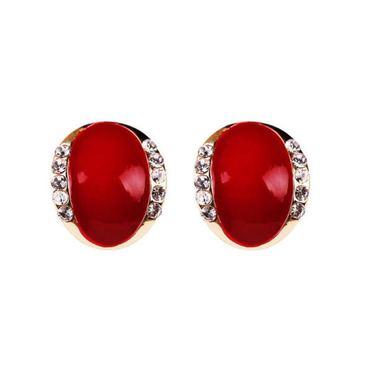 JU-AX20112新款耳环个性弧形红色耳钉女韩国超仙复古合金耳饰 商品图2