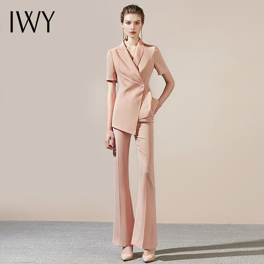 IWY/高级感西装套装女职业装气质女神范正装面试西服工装短袖工作服OL212007C1+P3 商品图0