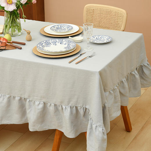 莫兰迪亚麻桌布北欧现代简约棉麻纯色茶几桌布 商品图4