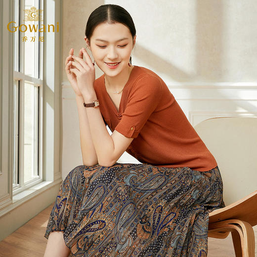 乔万尼半身裙女夏碎花高腰a裙春款百褶裙EI2D791 商品图2