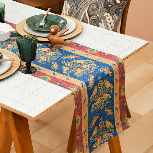 飞鸟与花美式复古茶几巾 商品图0