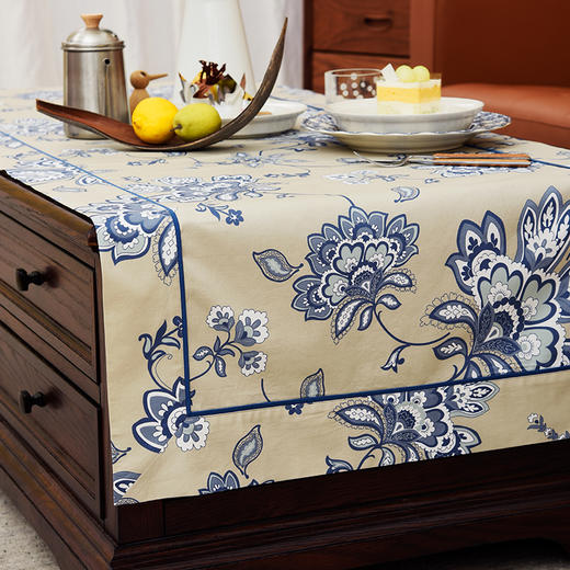 靛蓝唐草现代简约北欧轻奢茶几巾 商品图2