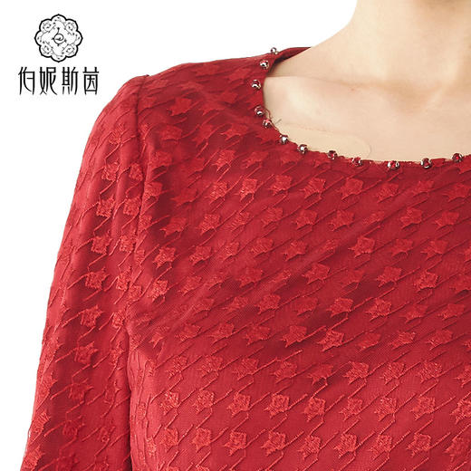 [伯妮斯茵】3S5577--曙红色连衣裙--《秋装时尚系列》 商品图4