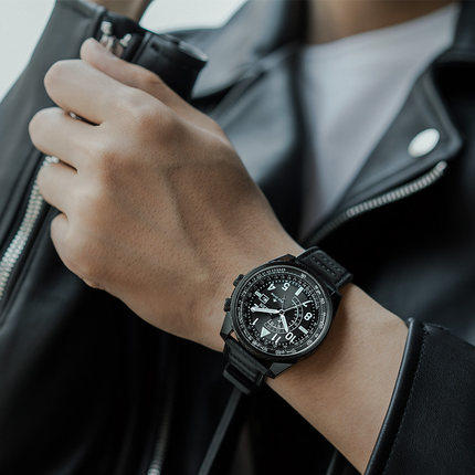 西铁城小牛皮带夜光深度防水日期显示光动能运动男表BJ7135-02E 商品图4