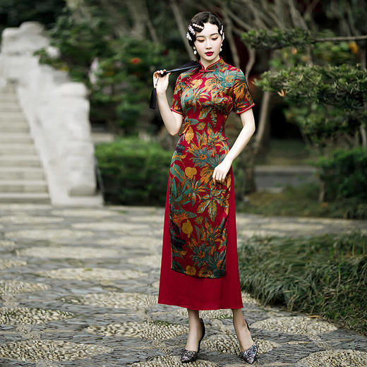 GSJ-518复古中国风改良奥黛旗袍 商品图1