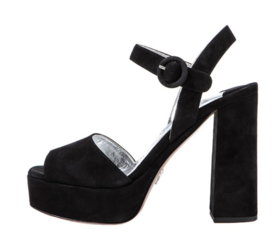 奥莱[普拉达]（1XP814 008 F0002）女士皮革绒面皮高跟鞋JPY带授权招加盟代理