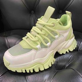 LFGJ 3719 真皮网纱系带时尚厚底运动鞋老爹鞋潮