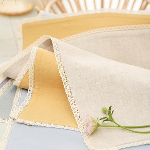 亚麻蕾丝西餐餐垫正方形餐垫口布 商品图2