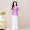 WE- KED981925 时尚两件套装女2021夏新款修身气质优雅短袖大码打底衫休闲阔腿裤 商品缩略图1