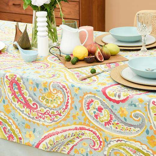 蓝粉火腿纹美式田园法式桌布 商品图1