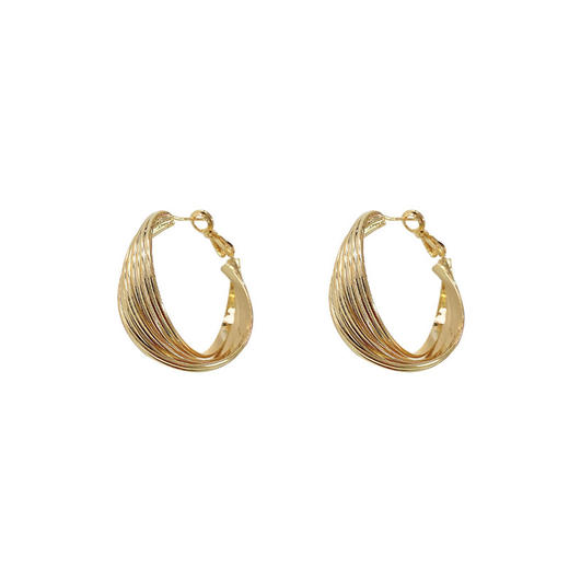 JU-A5806欧美风耳饰简约个性大气耳环港风时尚耳钉女2021年新款潮麻花耳圈 商品图3