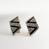 JU-D9580新款潮耳环女网红气质小巧黑色条纹耳钉韩国满钻棱形耳扣 商品缩略图4