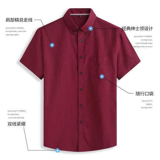 【100%棉】【新款DM】大依优型大码男装短袖衬衫牛津纺加肥加大半袖衬衣上衣夏季男士 商品图2