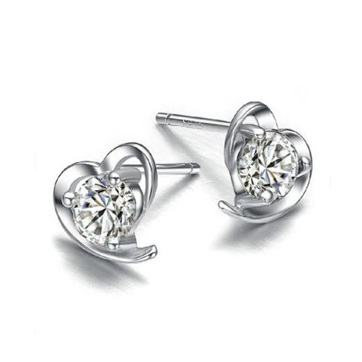 JU-ERDZHN034521情女爱心耳钉耳环女 镀银时尚清新柔美心形耳钉 韩版甜美饰品 商品图0