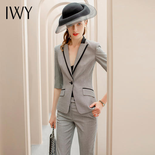IWY/七分袖套装女高级灰色商务西装干练时尚气质职业装OL工作服C1134+P433 商品图0