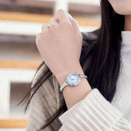 西铁城日本官方正品复古时尚璀璨水晶粉金色指针光动能女表EM0865-58E 商品图5