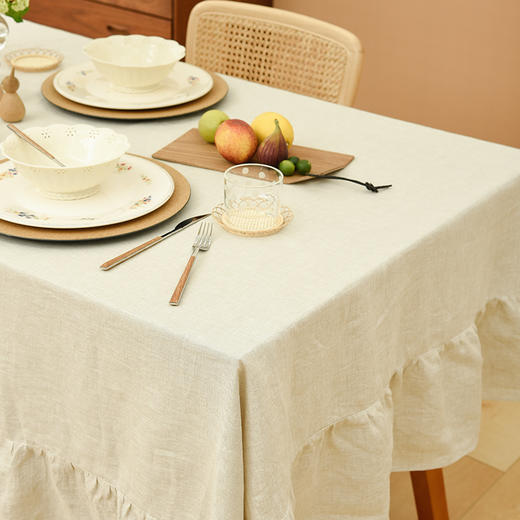 莫兰迪亚麻桌布北欧现代简约棉麻纯色茶几桌布 商品图2