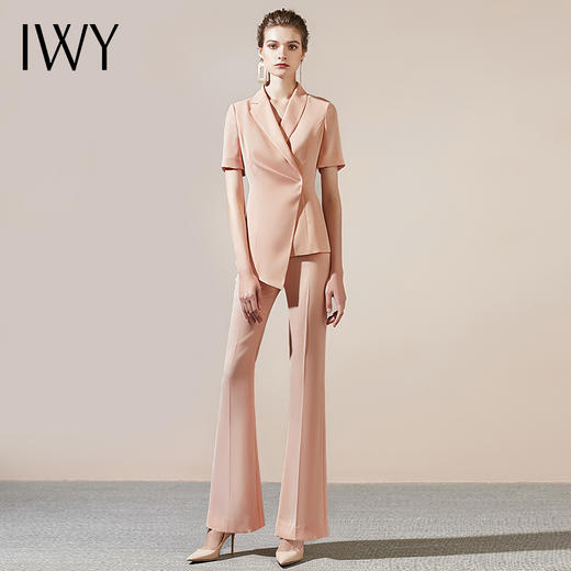 IWY/高级感西装套装女职业装气质女神范正装面试西服工装短袖工作服OL212007C1+P3 商品图1