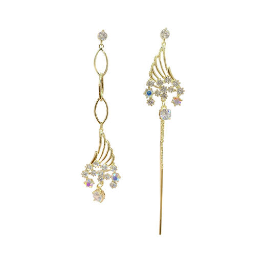 JU-D0839韩国气质时尚流苏耳坠AB版不对称天使翅膀耳环2021新款潮网红耳钉 商品图4