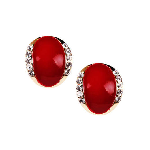 JU-AX20112新款耳环个性弧形红色耳钉女韩国超仙复古合金耳饰 商品图4