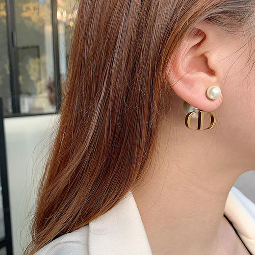 JU-D9876复古耳钉耳坠2021年新款潮法式网红女气质耳环双面大小珍珠耳饰女 商品图1