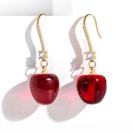 JU-AD0322红色樱桃耳环2021新款车厘子耳饰日韩网红水果耳坠女气质短款耳钩 商品图3