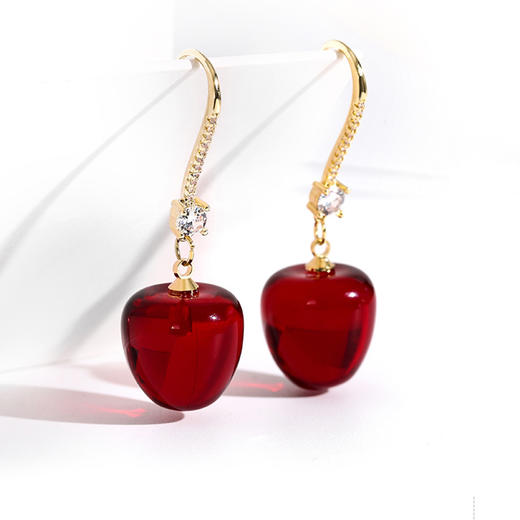 JU-AD0322红色樱桃耳环2021新款车厘子耳饰日韩网红水果耳坠女气质短款耳钩 商品图2