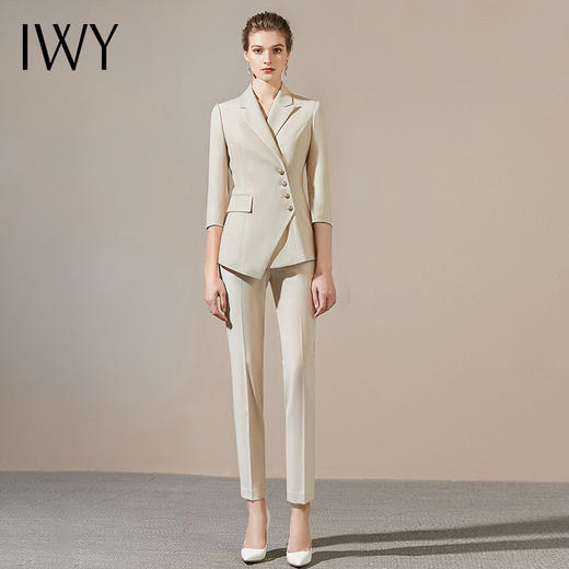 IWY/米白西装套装女气质职业装高级工服装洋气白领时尚ol正装C10408-W+P10407-W 商品图2