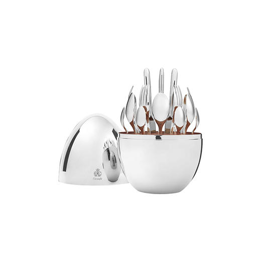 CHRISTOFLE 昆庭 MOOD 心境蛋系列 银色24件西餐餐具套装 商品图0