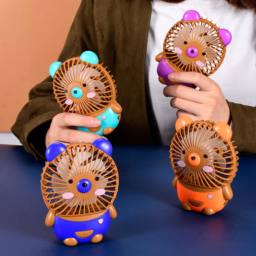 2021年新款便捷式USB充电迷你可爱风扇学生卡通熊 商品图1