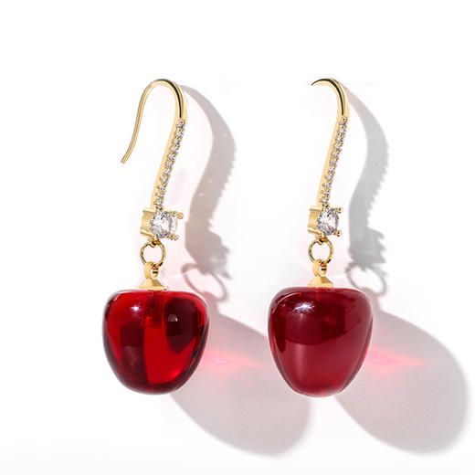 JU-AD0322红色樱桃耳环2021新款车厘子耳饰日韩网红水果耳坠女气质短款耳钩 商品图1