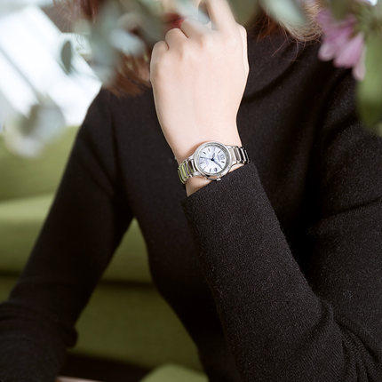 西铁城日本官方正品不锈钢光动能万年历电波女表EC1170-85D 商品图6