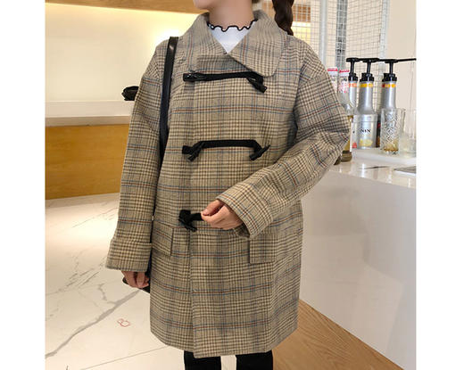 JQ女士冬季两粒扣Topokki格纹大衣冬季半外套JPY带授权招加盟代理 商品图1