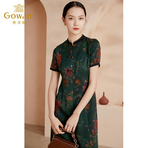 【暗夜花香】【香云纱】乔万尼真丝连衣裙夏季桑蚕丝复古盘扣新款EI2E715 商品图2