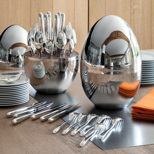 CHRISTOFLE 昆庭 MOOD 心境蛋系列 银色24件西餐餐具套装 商品图1