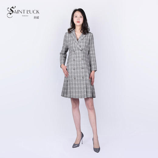 SAINT L’UCK/圣媛女装 青春优雅环保亚麻格纹西服裙SA320L51 商品图0