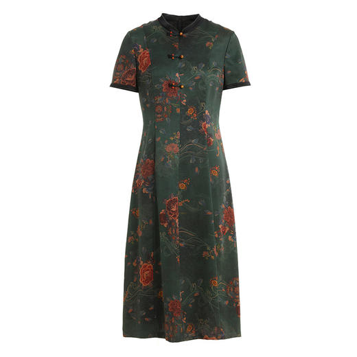 【暗夜花香】【香云纱】乔万尼真丝连衣裙夏季桑蚕丝复古盘扣新款EI2E715 商品图4