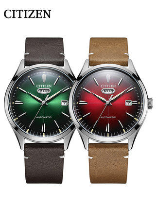 西铁城小牛皮表带不锈钢日期显示机械男表NH8390-11X 商品图1