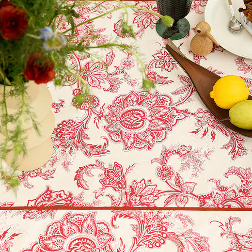 红色藤蔓田园美式轻奢桌旗茶几巾 商品图3