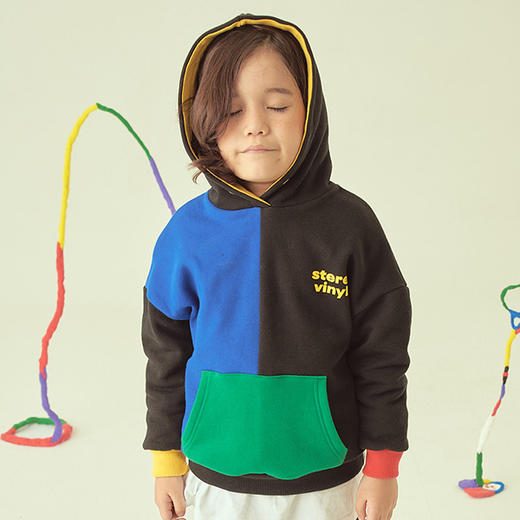 KIDIKIDI [Stereo Vinyls Kids] 儿童拼色连帽 运动衫 中性休闲JPY带授权招加盟代理 商品图0
