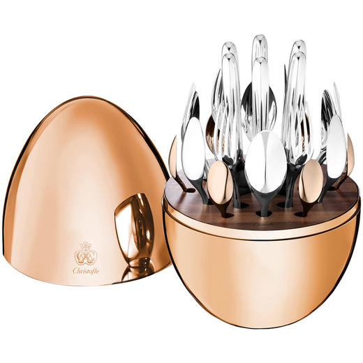 CHRISTOFLE 昆庭 MOOD 心境蛋系列 镀银玫瑰金24件西餐餐具套装  商品图2