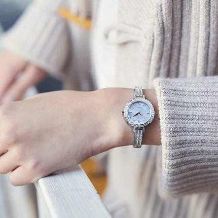 西铁城日本官方正品复古时尚璀璨水晶粉金色指针光动能女表EM0865-58E 商品图1