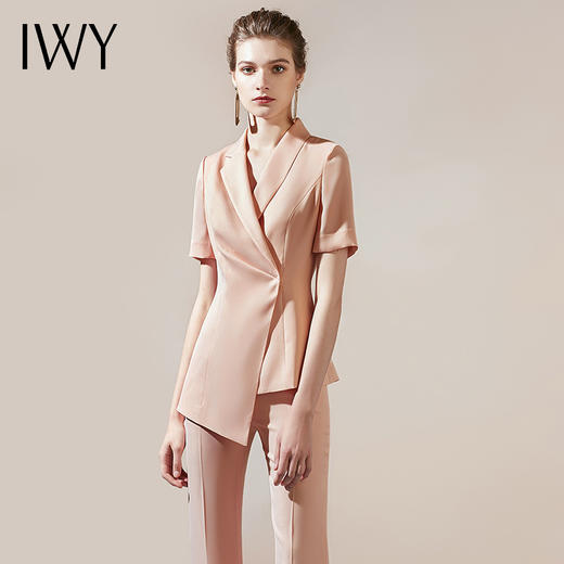 IWY/高级感西装套装女职业装气质女神范正装面试西服工装短袖工作服OL212007C1+P3 商品图2