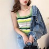 港味chic外穿针织小吊带彩虹条纹背心打底衫内搭韩版无袖T恤上衣 商品缩略图2