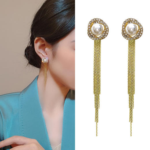 JU-A1876韩国时髦的耳坠2021新款气质春夏款珍珠复古港风耳环女简约冷淡风 商品图0