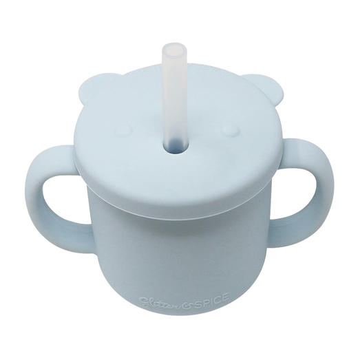 【Glitter spice 咕哩派】儿童吸管杯婴儿硅胶宝宝喝奶小熊学饮水杯 防摔 商品图3