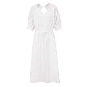 ME&CITY英伦风纯色收腰宽松气质连衣裙