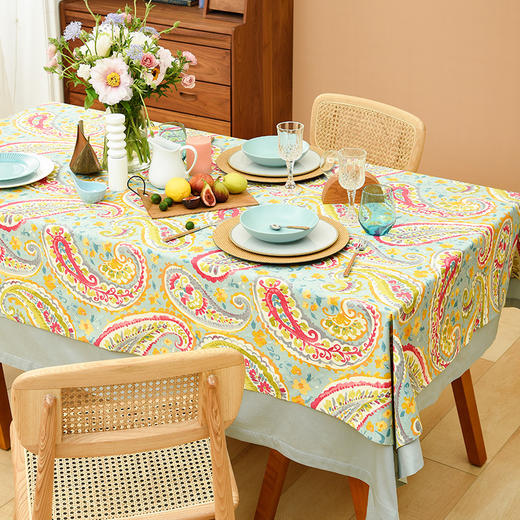 蓝粉火腿纹美式田园法式桌布 商品图2